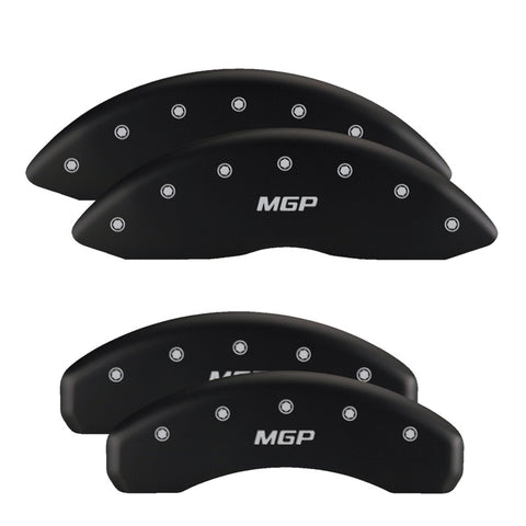 MGP 4 Caliper Covers Engraved Front & Rear Chevy racing Red finish silver ch - 14033SBRCRD