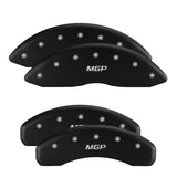 MGP 4 Caliper Covers Engraved Front & Rear Bowtie Black finish silver ch - 14173SBOWBK