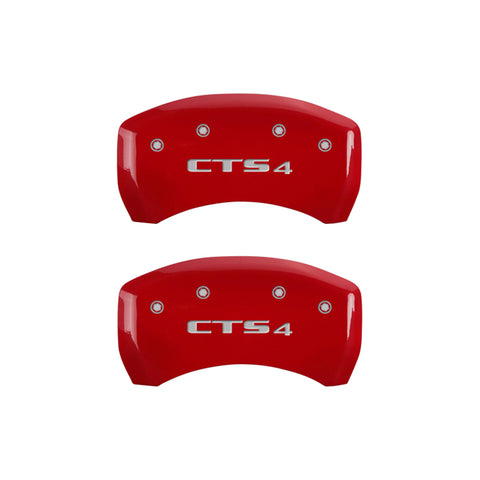 MGP 4 Caliper Covers Engraved Front Cursive/Cadillac Engraved Rear CTS4 Yellow finish black ch - 35020SCT4YL