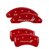 MGP 4 Caliper Covers Engraved Front & Rear With stripes/Dart Red finish silver ch - 12199SDRTRD