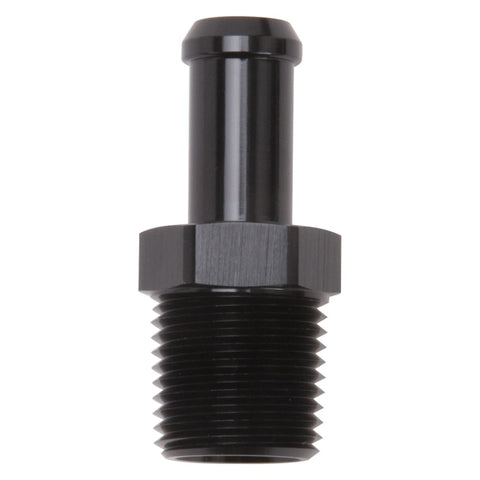 Edelbrock Hose End Straight 1/2In NPT to 1/2In Barb Black Anodize - 8119