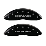 MGP 4 Caliper Covers Engraved Front Escalade Engraved Rear EXT Black finish silver ch - 35014SEXTBK