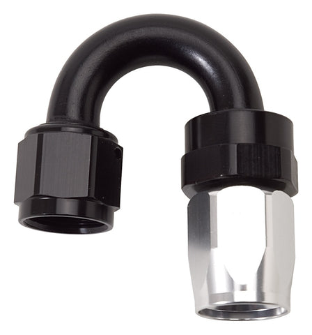 Russell Performance -6 AN Black/Silver 180 Degree Tight Radius Full Flow Swivel Hose End - 613503