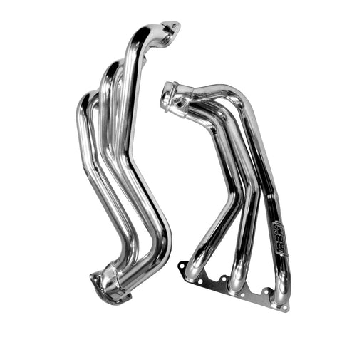 BBK 07-11 Jeep 3.8 V6 Long Tube Exhaust Headers And Y Pipe And Converters - 1-5/8 Silver Ceramic - 40500