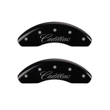 MGP 4 Caliper Covers Engraved Front & Rear Cursive/Cadillac Black finish silver ch - 35021SCADBK