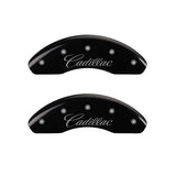 MGP 4 Caliper Covers Engraved Front & Rear Cursive/Cadillac Black finish silver ch - 35006SCADBK