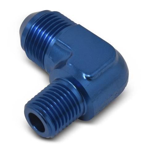 Russell Performance -4 AN to 1/8in NPT 90 Degree Flare to Pipe Adapter (Blue) - 660800