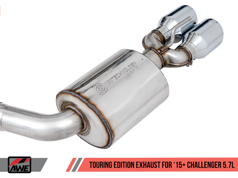 AWE Tuning 2017+ Challenger 5.7L Touring Edition Exhaust - Non-Resonated - Chrome Silver Quad Tips - 3020-42076