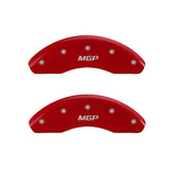 MGP 4 Caliper Covers Engraved Front & Rear MGP Red Finish White Characters 2018 Toyota Camry L/LE/SE - 16237SMGPRD