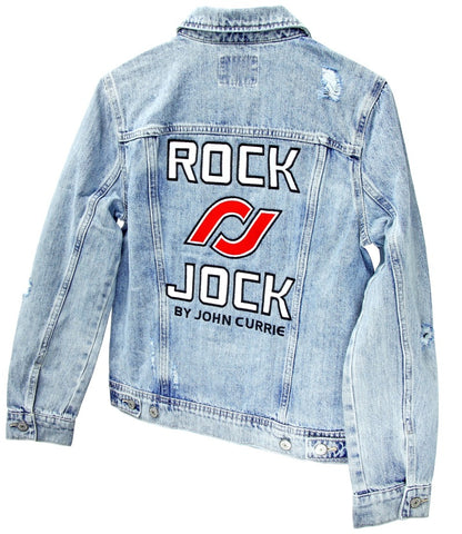 RockJock Jean Jacket w/ Embroidered Logos Front and Back Blue Womens XL - RJ-714000-XL