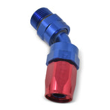 Russell Performance -10 AN Red/Blue Male SAE Port to -8 Hose 90 Degree (-10 Port 7/8in-14 Thread) - 612420