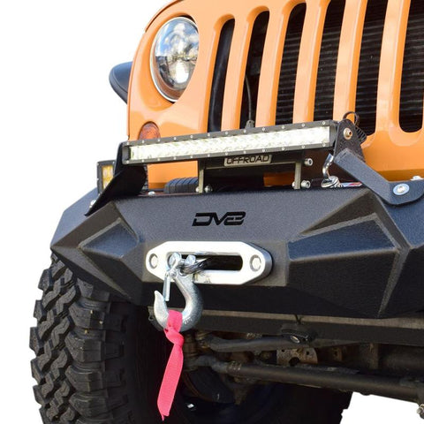 DV8 Offroad 07-18 Jeep Wrangler JK/JL Steel Stubby Front Bumper w/ Light Bracket & Winch Plate - FBSHTB-24