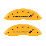 MGP 4 Caliper Covers Engraved Front & Rear With stripes/Challenger Yellow finish black ch - 12162SCL1YL