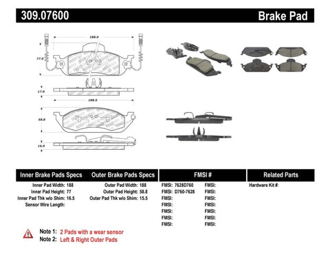 StopTech Performance Brake Pads - 309.07600