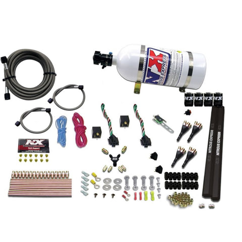 Nitrous Express 4 Cyl SX2 Nozzle Nitrous Kit (100-300HP x 2) w/10lb Bottle - 90094-10