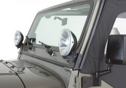 Rampage 1997-2006 Jeep Wrangler(TJ) Windshield Hinge Light Bracket - Black - 7608