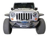 DV8 Offroad 07-18 Jeep Wrangler JK/JL Steel Stubby Front Bumper w/ Light Bracket & Winch Plate - FBSHTB-24