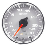 Autometer Spek-Pro Gauge Vac/Boost 2 1/16in 30Inhg-30psi Stepper Motor W/Peak & WarnSilver/Chrome - P30221