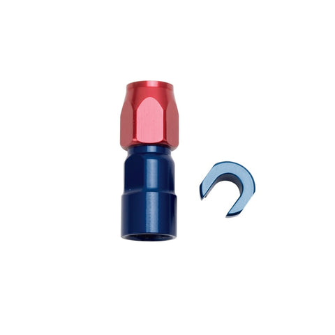 Russell Performance 5/16in SAE Quick Disc Female to -6 Hose Red/Blue Straight Degree Hose End - 611250