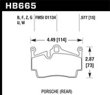 Hawk 2014-2015 Porsche Cayman Performance Ceramic Street Rear Brake Pads - HB665Z.577