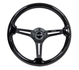 NRG Reinforced Steering Wheel (350mm / 3in. Deep) Blk Wood w/Blk Matte Spoke/Black Center Mark - RST-018BK-BK