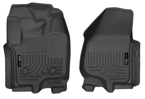 Husky Liners 12-15 Ford Super Duty Crew & Extended Cab WeatherBeater Front Row Black Floor Liners - 18701