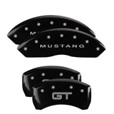 MGP 4 Caliper Covers Engraved Front Mustang Engraved Rear S197/GT Black finish silver ch - 10197SMG2BK