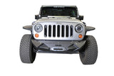 DV8 Offroad 07-18 Jeep Wrangler JK/JL Steel Stubby Front Bumper w/ Light Bracket & Winch Plate - FBSHTB-24