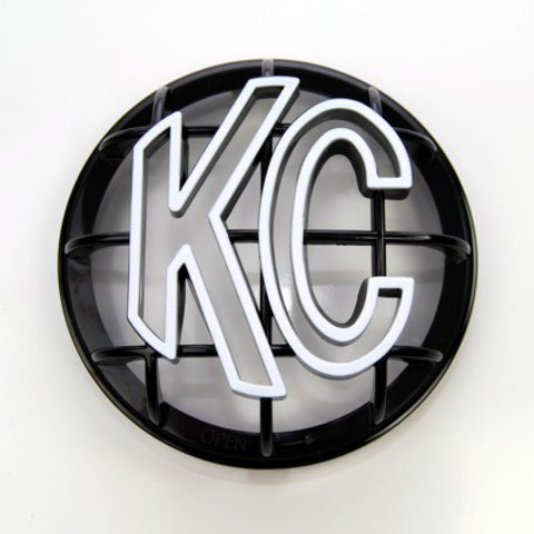 KC HiLiTES 5in. Round ABS Stone Guard for Apollo Lights (Single) - Black w/White KC Logo - 7217