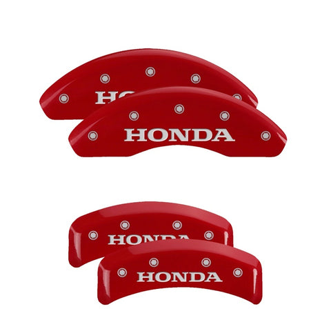 MGP 4 Caliper Covers Engraved Front & Rear Honda Red finish silver ch - 20130SHONRD