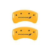 MGP 4 Caliper Covers Engraved Front & Rear With stripes/Dodge Yellow finish black ch - 12181SDD3YL