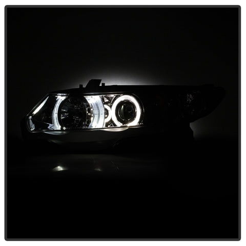 Spyder Honda Civic 06-08 2Dr Projector Headlights LED Halo Chrome High H1 Low H1 PRO-YD-HC06-2D-HL-C - 5010797