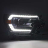 AlphaRex 12-15 Toyota Tacoma LUXX LED Projector Headlights Plank Style Alpha Black w/DRL - 880750