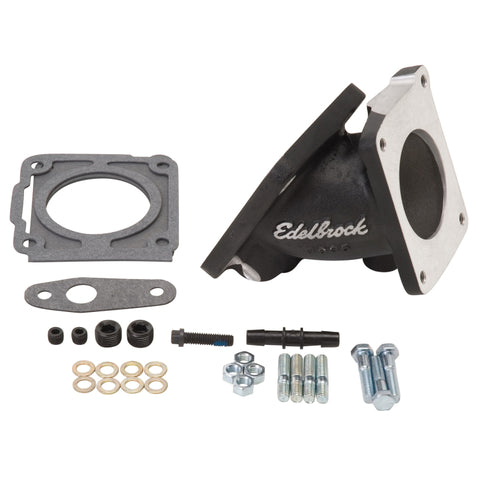 Edelbrock EFI Throttle Body Adaptor (Elbow) Ford Mustang 94-95 w/ Black Mini Texture Powder Coat - 38353