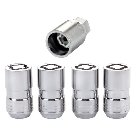 McGard Wheel Lock Nut Set - 4pk. (Cone Seat) M14X1.5 / 21mm & 22mm Dual Hex / 1.639in. L - Chrome - 24215