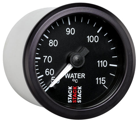 Autometer Stack Instruments 52mm 50-115 Celsius 3/8 BSPT (M) Mechanical Water Temp Gauge - Black - ST3107