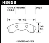 Hawk DTC-80 10-11 Chevy Corvette Grand Sport / 06-08 Corvette Z06 (1 piece) Front Race Brake Pads - HB658Q.570