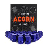 Mishimoto Steel Acorn Lug Nuts M12 x 1.5 - 24pc Set - Blue - MMLG-AC1215-24BL