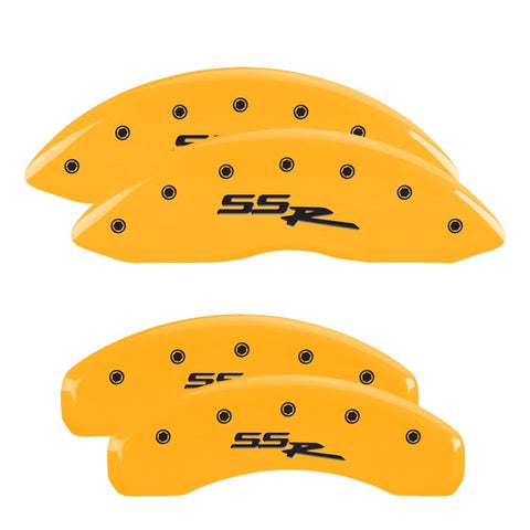 MGP 4 Caliper Covers Engraved Front & Rear Ssr Yellow Finish Black Char 2003 GMC Sierra 1500 - 34006SSSRYL