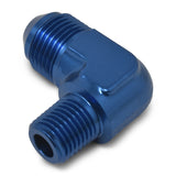 Russell Performance -3 AN to 1/8in NPT 90 Degree Flare to Pipe Adapter (Blue) - 660790