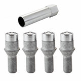 McGard Wheel Lock Bolt Set - 4pk. (Tuner / Cone Seat) M12X1.5 / 17mm Hex / 29.6mm Shank L. - Chrome - 27191