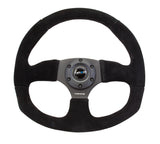 NRG Reinforced Steering Wheel (320mm Horizontal / 330mm Vertical) Black Suede w/Black Stitching - RST-009S