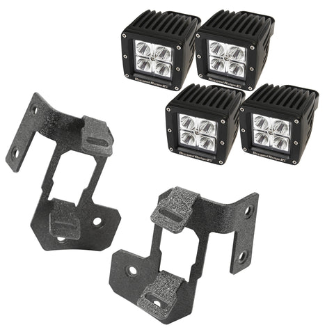 Rugged Ridge 07-18 Jeep Wrangler JK Textured Black Square A-Pillar LED Light Mount Kit - 11232.35