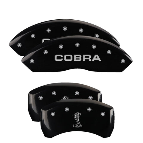 MGP 4 Caliper Covers Engraved Front Cobra Engraved Rear Snake Black finish silver ch - 10197SCNKBK