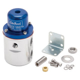 Edelbrock Fuel Pressure Regulator Carbureted 160 GPH 5-10 PSI 3/8In In/Out Returnless Blue/Clear - 174122