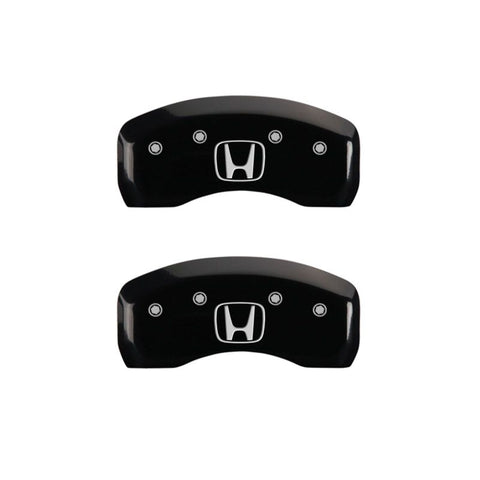 MGP 4 Caliper Covers Engraved Front Honda Engraved Rear H Logo Black finish silver ch - 20197SHOHBK