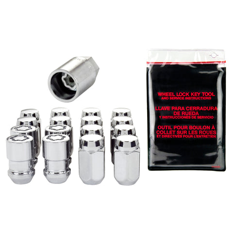 McGard 4 Lug Hex Install Kit w/Locks (Cone Seat Nut) M12X1.5 / 13/16 Hex / 1.5in. Length - Chrome - 84457