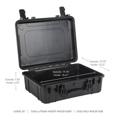 Go Rhino XVenture Gear Hard Case - Large 20in. / Lockable / IP67 / Automatic Air Valve - Tex. Black - XG201608