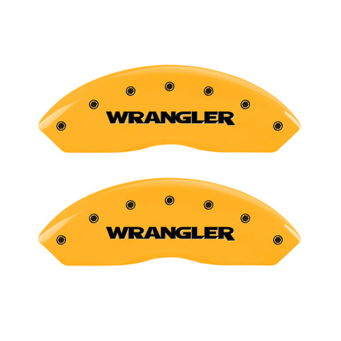 MGP 4 Caliper Covers Engraved Front & Rear Wrangler Yellow Finish Black Char 2003 Jeep Wrangler - 42014SWRGYL