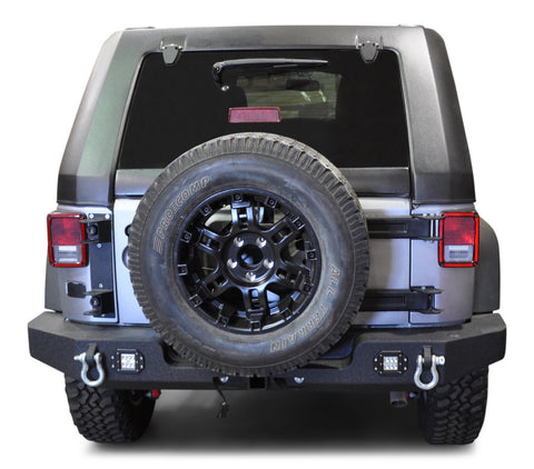 DV8 Offroad 07-18 Jeep Wrangler JK Full Length Rear Bumper w/ Light Holes - RBSTTB-11